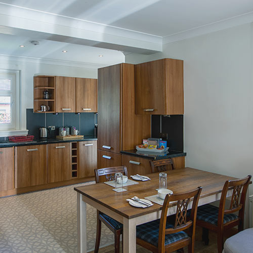 Garden room dinning table and kitchen