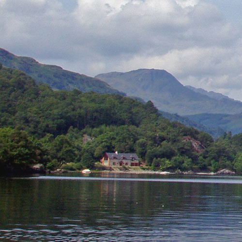 Loch Lomond with mountain backdrop